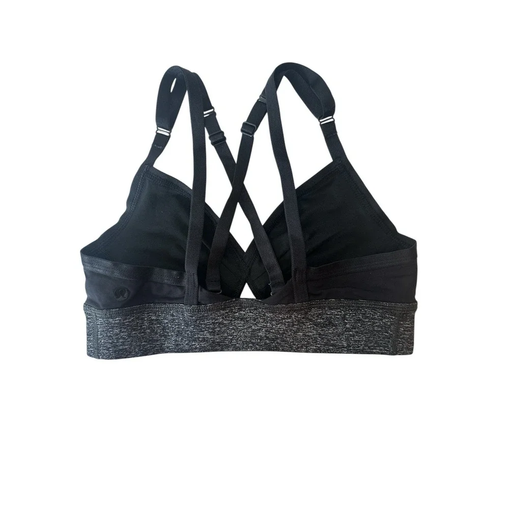 Lululemon if you're lucky sports bra‎ Womens Size 6 Athleisure Black Workout Gym - Picture 2 of 6
